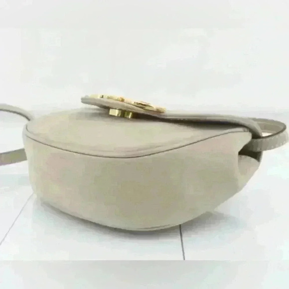 Authentic Salvatore Ferragamo Gancini Beige Suede Crossbody Bag w/COA - Picture 8 of 16